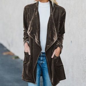 Taupe/Tan Velvet Cardigan